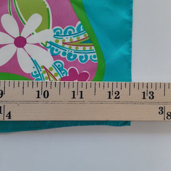 Lilly Pulitzer Ford 100% Silk Rectangle Scarf Pink Floral Breast Cancer 2004 - Picture 9 of 9